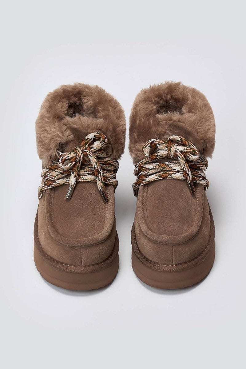 KELARA Fur Lined Ankle Boots - Taupe Suede - thefashionproject.gr - KELARA