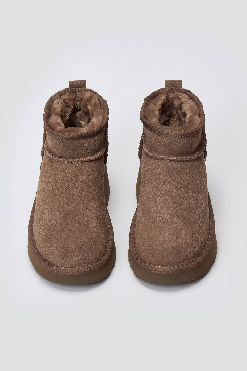 KELARA Fur Lined Ankle Boots - Taupe Suede - thefashionproject.gr - KELARA