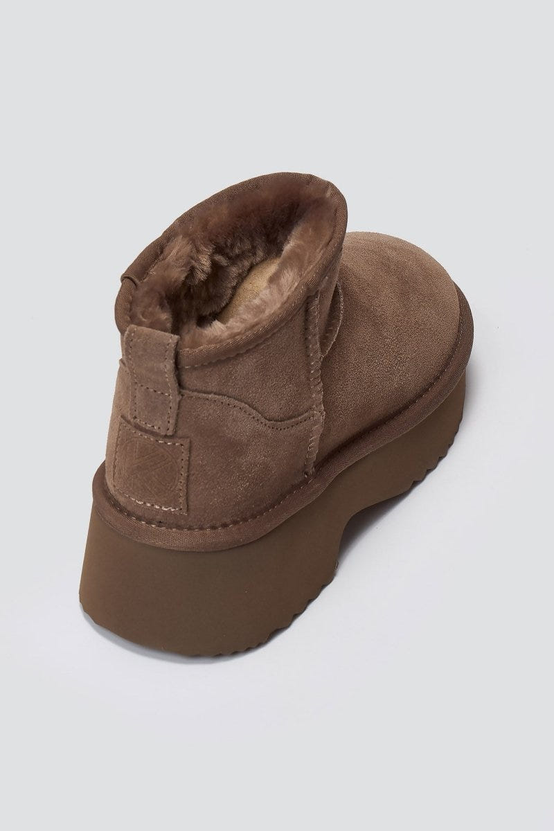 KELARA Fur Lined Ankle Boots - Taupe Suede - thefashionproject.gr - KELARA
