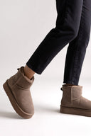 KELARA Fur Lined Ankle Boots - Taupe Suede - thefashionproject.gr - KELARA
