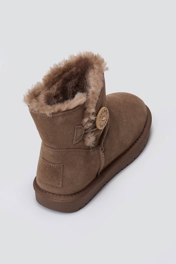 KELARA - Fur Lined Ankle Boots - Taupe Suede
