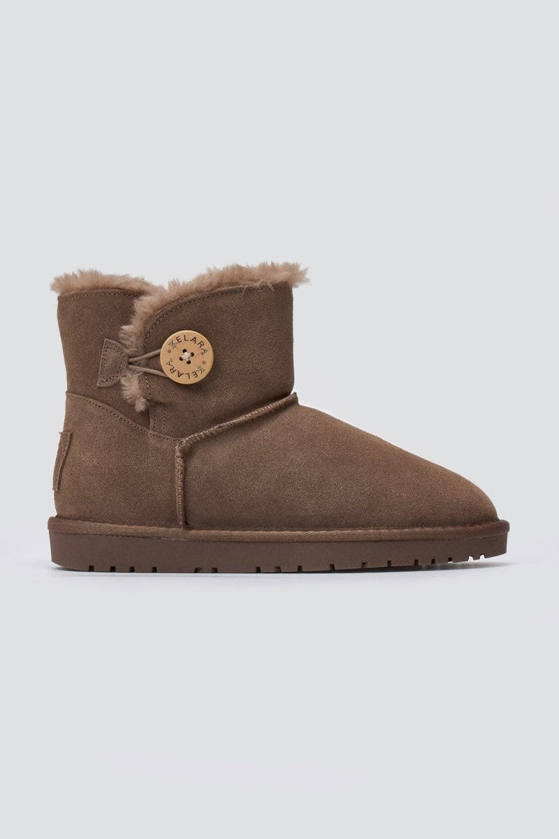 KELARA Fur Lined Ankle Boots - Taupe Suede - thefashionproject.gr - KELARA