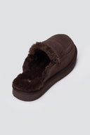 KELARA Fur Lined Winter Slippers - Brown Suede - thefashionproject.gr - KELARA
