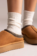 KELARA Fur Lined Winter Slippers - Camel Suede - thefashionproject.gr - KELARA