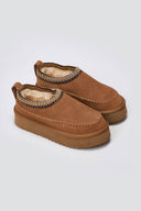 KELARA Fur Lined Winter Slippers - Camel Suede - thefashionproject.gr - KELARA