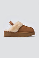 KELARA Fur Lined Winter Slippers - Camel Suede - thefashionproject.gr - KELARA