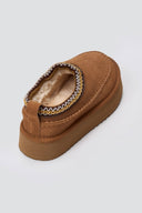 KELARA Fur Lined Winter Slippers - Camel Suede - thefashionproject.gr - KELARA