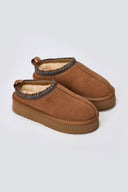 KELARA Fur Lined Winter Slippers - Camel Suede - thefashionproject.gr - KELARA