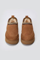 KELARA Fur Lined Winter Slippers - Camel Suede - thefashionproject.gr - KELARA