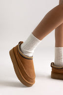 KELARA Fur Lined Winter Slippers - Camel Suede - thefashionproject.gr - KELARA