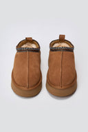 KELARA Fur Lined Winter Slippers - Camel Suede - thefashionproject.gr - KELARA