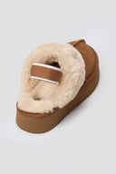 KELARA Fur Lined Winter Slippers - Camel Suede - thefashionproject.gr - KELARA