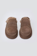 KELARA Fur Lined Winter Slippers - Taupe Suede - thefashionproject.gr - KELARA