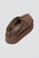 KELARA Fur Lined Winter Slippers - Taupe Suede - thefashionproject.gr - KELARA