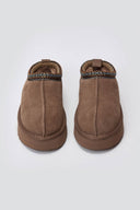 KELARA Fur Lined Winter Slippers - Taupe Suede - thefashionproject.gr - KELARA