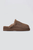 KELARA Fur Lined Winter Slippers - Taupe Suede - thefashionproject.gr - KELARA