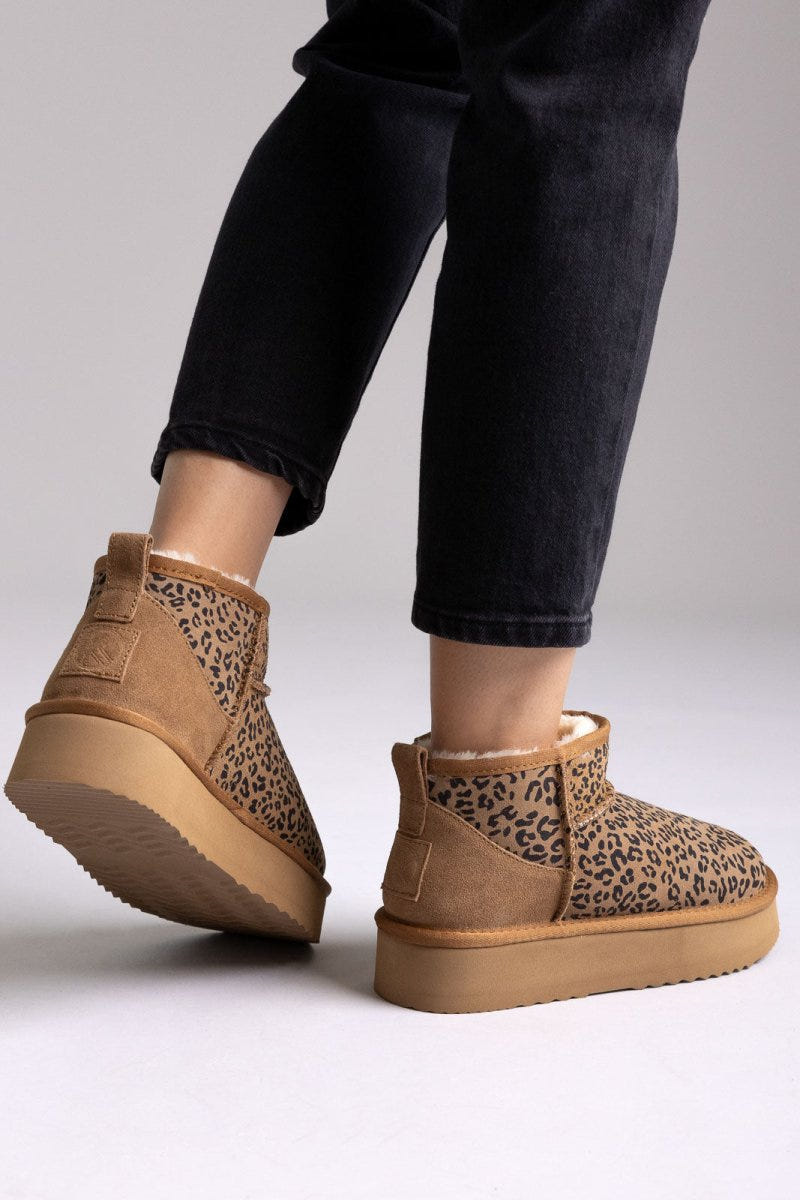 KELARA Leopard Print Ankle Boots - Leopard suede - thefashionproject.gr - KELARA