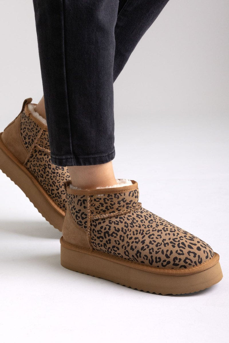 KELARA Leopard Print Ankle Boots - Leopard suede - thefashionproject.gr - KELARA