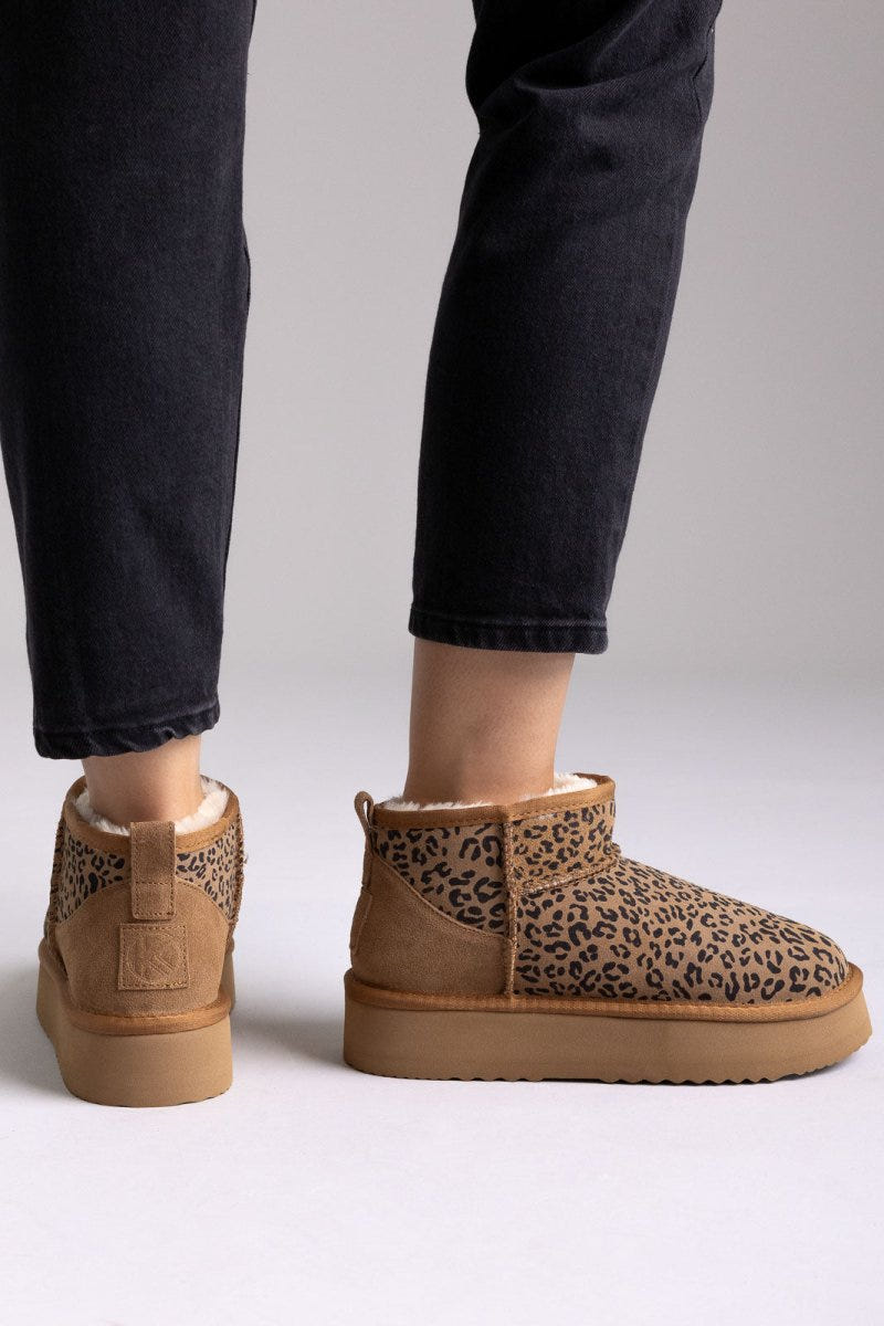 KELARA Leopard Print Ankle Boots - Leopard suede - thefashionproject.gr - KELARA