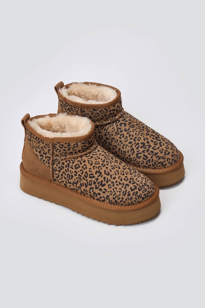 KELARA Leopard Print Ankle Boots - Leopard suede - thefashionproject.gr - KELARA