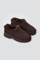 KELARA Winter Slippers Warm Lining - Brown Suede - thefashionproject.gr - KELARA