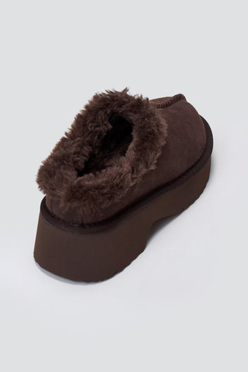 KELARA Winter Slippers Warm Lining - Brown Suede - thefashionproject.gr - KELARA