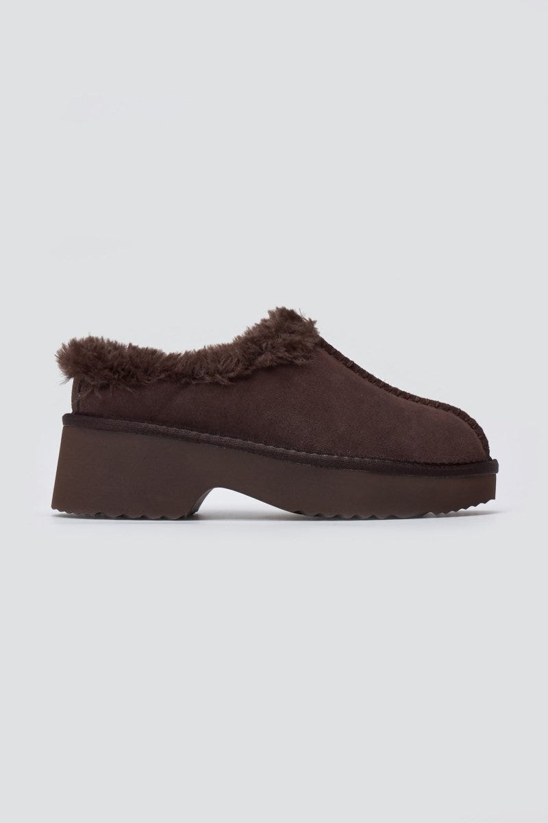 KELARA Winter Slippers Warm Lining - Brown Suede - thefashionproject.gr - KELARA