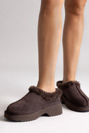 KELARA Winter Slippers Warm Lining - Brown Suede - thefashionproject.gr - KELARA