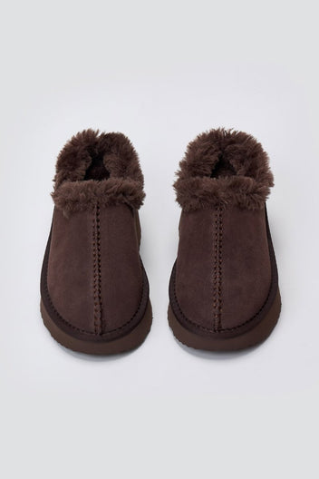 KELARA Winter Slippers Warm Lining - Brown Suede - thefashionproject.gr - KELARA