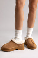 KELARA Winter Slippers Warm Lining - Camel Suede - thefashionproject.gr - KELARA