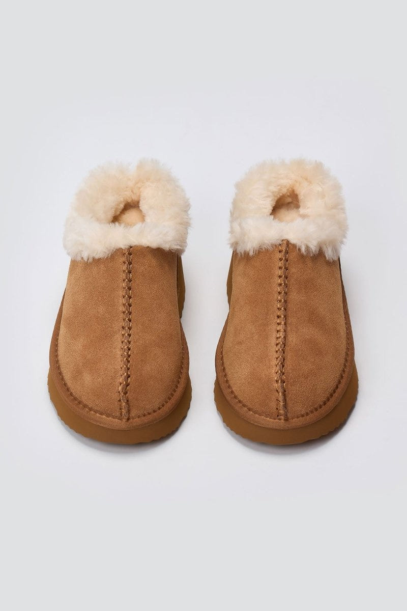 KELARA Winter Slippers Warm Lining - Camel Suede - thefashionproject.gr - KELARA
