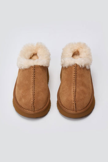 KELARA Winter Slippers Warm Lining - Camel Suede - thefashionproject.gr - KELARA