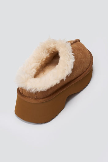 KELARA Winter Slippers Warm Lining - Camel Suede - thefashionproject.gr - KELARA