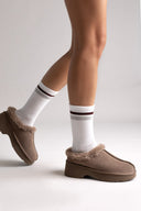 KELARA Winter Slippers Warm Lining - Taupe Suede - thefashionproject.gr - KELARA