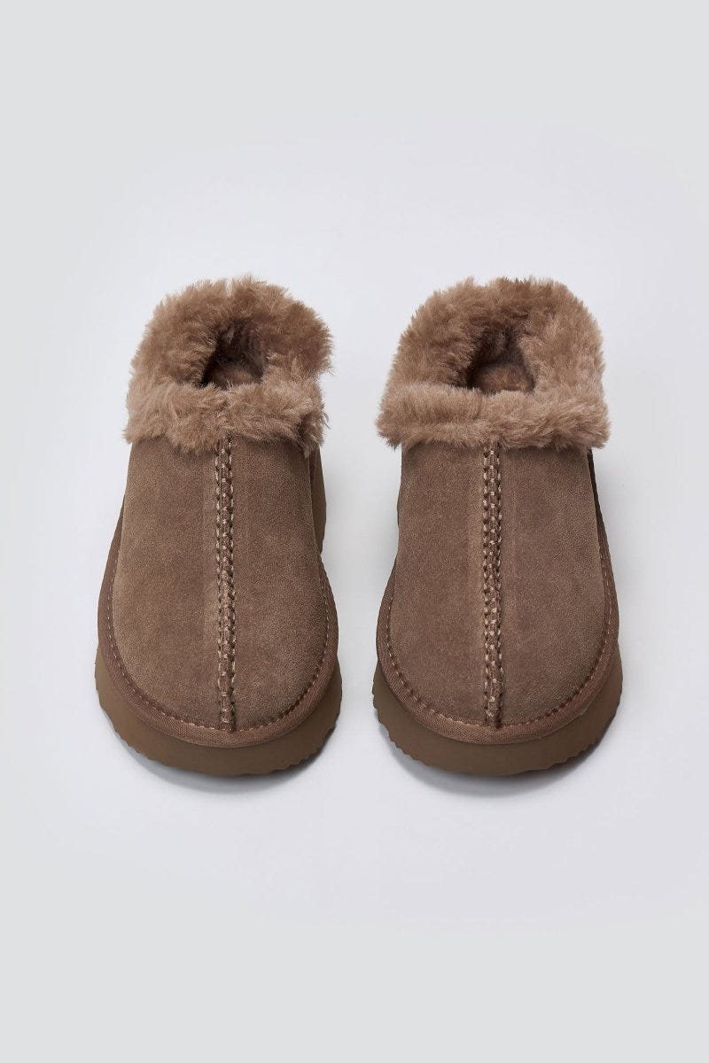 KELARA Winter Slippers Warm Lining - Taupe Suede - thefashionproject.gr - KELARA
