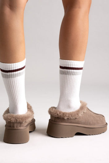 KELARA Winter Slippers Warm Lining - Taupe Suede - thefashionproject.gr - KELARA
