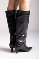 Kitten Heel Boots TFP - Black Croc - thefashionproject.gr - TFP