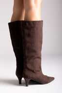 Kitten Heel Boots TFP - Brown Suede - thefashionproject.gr - TFP