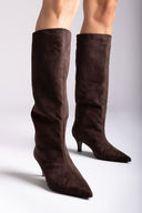 Kitten Heel Boots TFP - Brown Suede - thefashionproject.gr - TFP