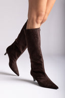Kitten Heel Boots TFP - Brown Suede - thefashionproject.gr - TFP