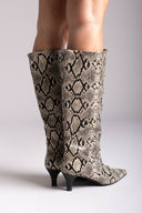 Kitten Heel Boots TFP - Ivory Black Snake Print - thefashionproject.gr - TFP