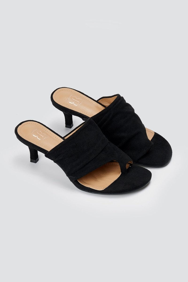 ERYNN - Kitten Heel Mules - Black Suede