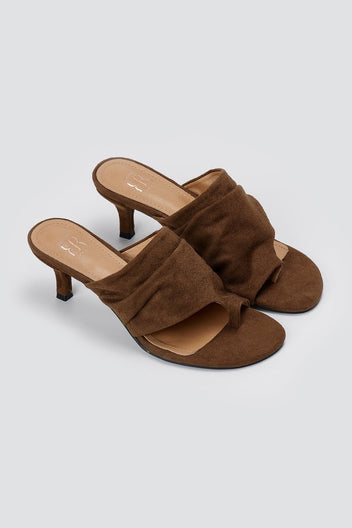 ERYNN - Kitten Heel Mules - Brown Suede