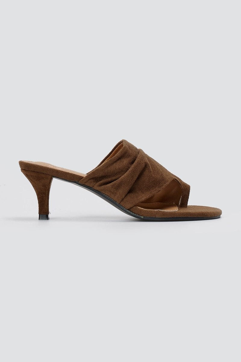 ERYNN - Kitten Heel Mules - Brown Suede