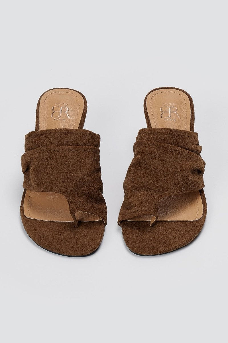 ERYNN - Kitten Heel Mules - Brown Suede