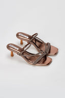 BOTEGGA 22 - Kitten Heel Mules Rhinestone Straps - Bronze Metallic