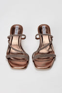 BOTEGGA 22 - Kitten Heel Mules Rhinestone Straps - Bronze Metallic