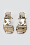 BOTEGGA 22 - Kitten Heel Mules Rhinestone Straps - Gold Metallic