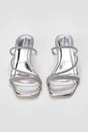 BOTEGGA 22 - Kitten Heel Mules Rhinestone Straps - Silver Metallic