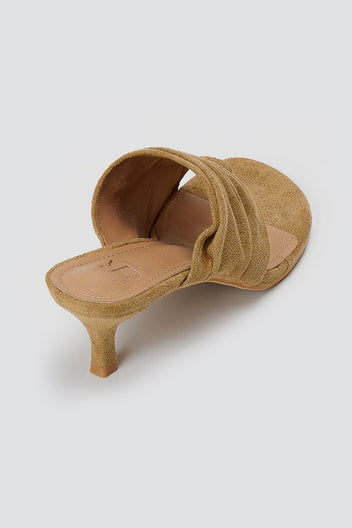 ERYNN - Kitten Heel Mules - Taupe Suede